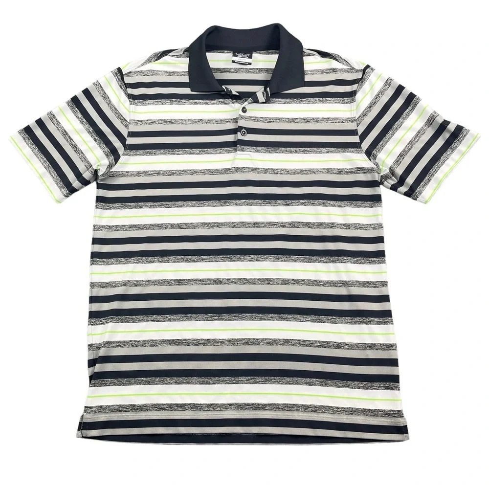 Nike Golf Shirt Mens Medium Polo Black Green White Collared Dry-Fit Athletic‎